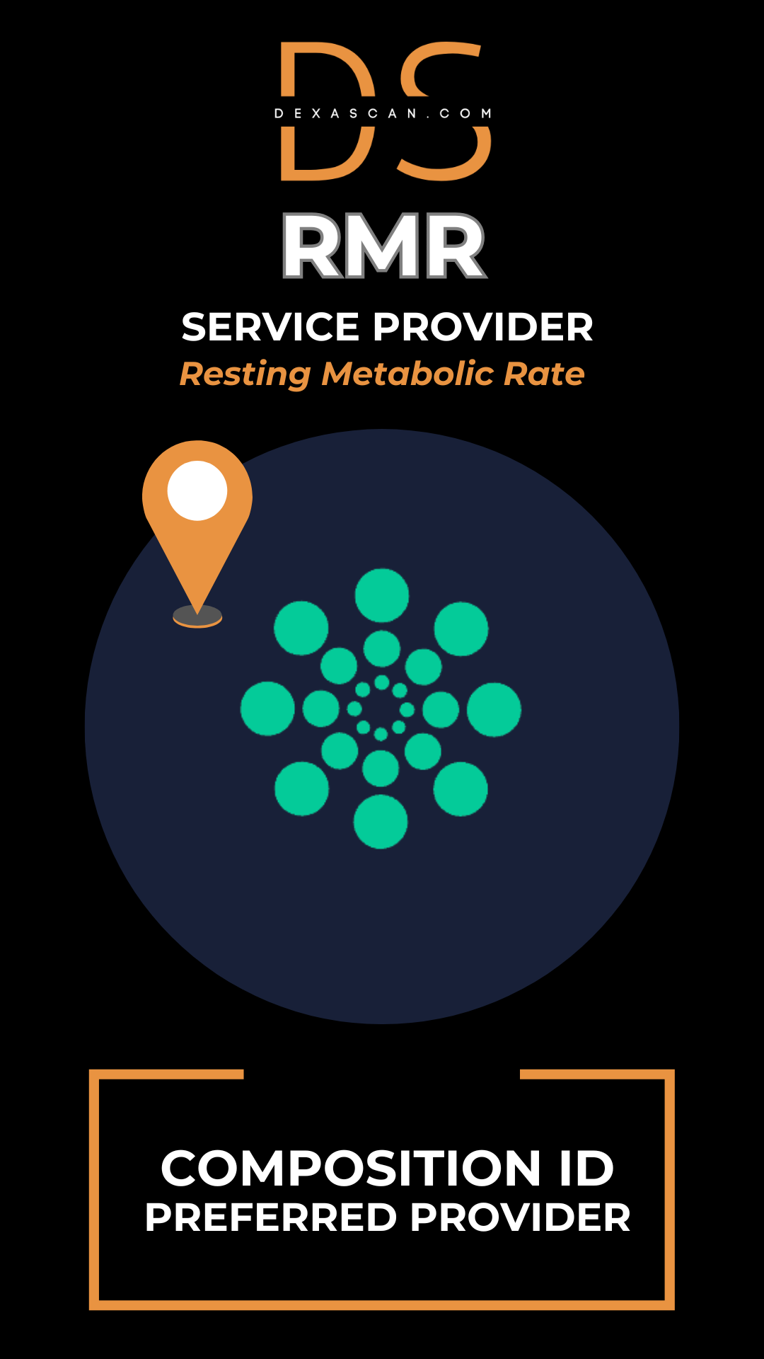 Logo and text related to RMR service provider on a black background