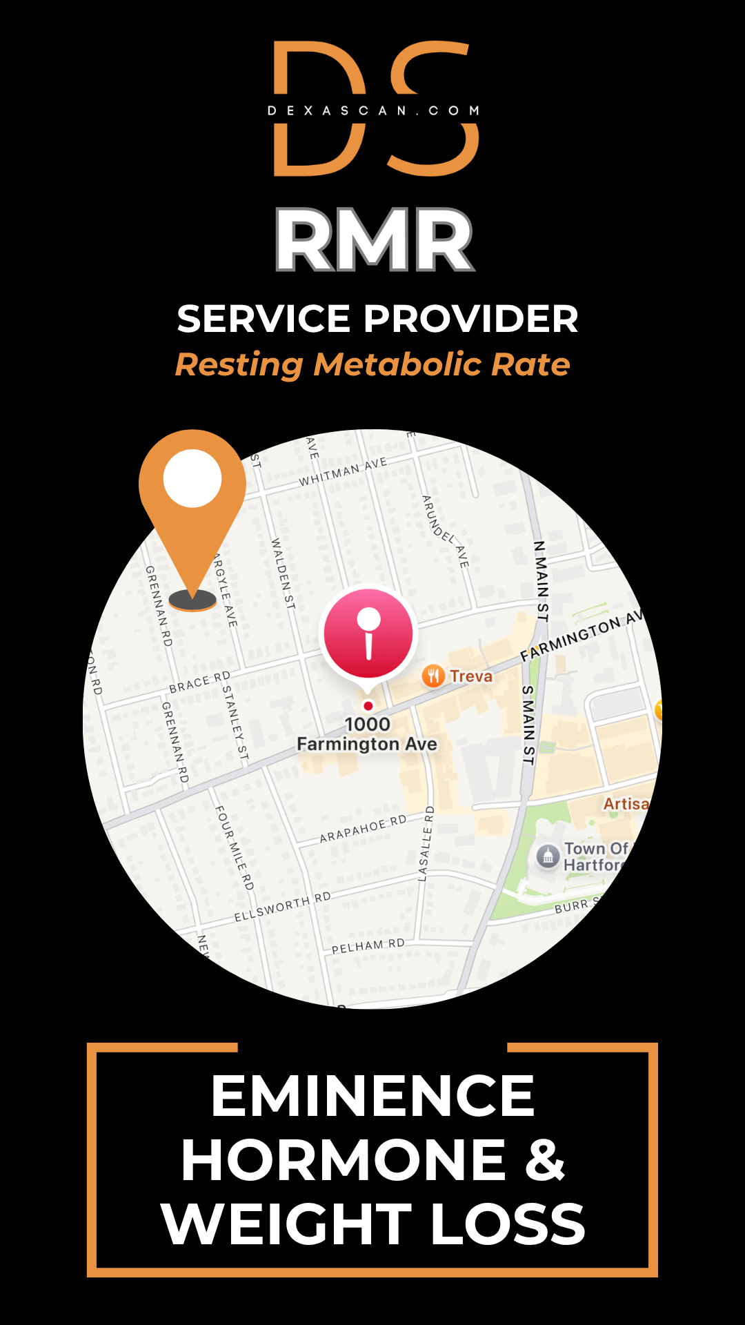 RMR Service Provider with map and contact information on a black background