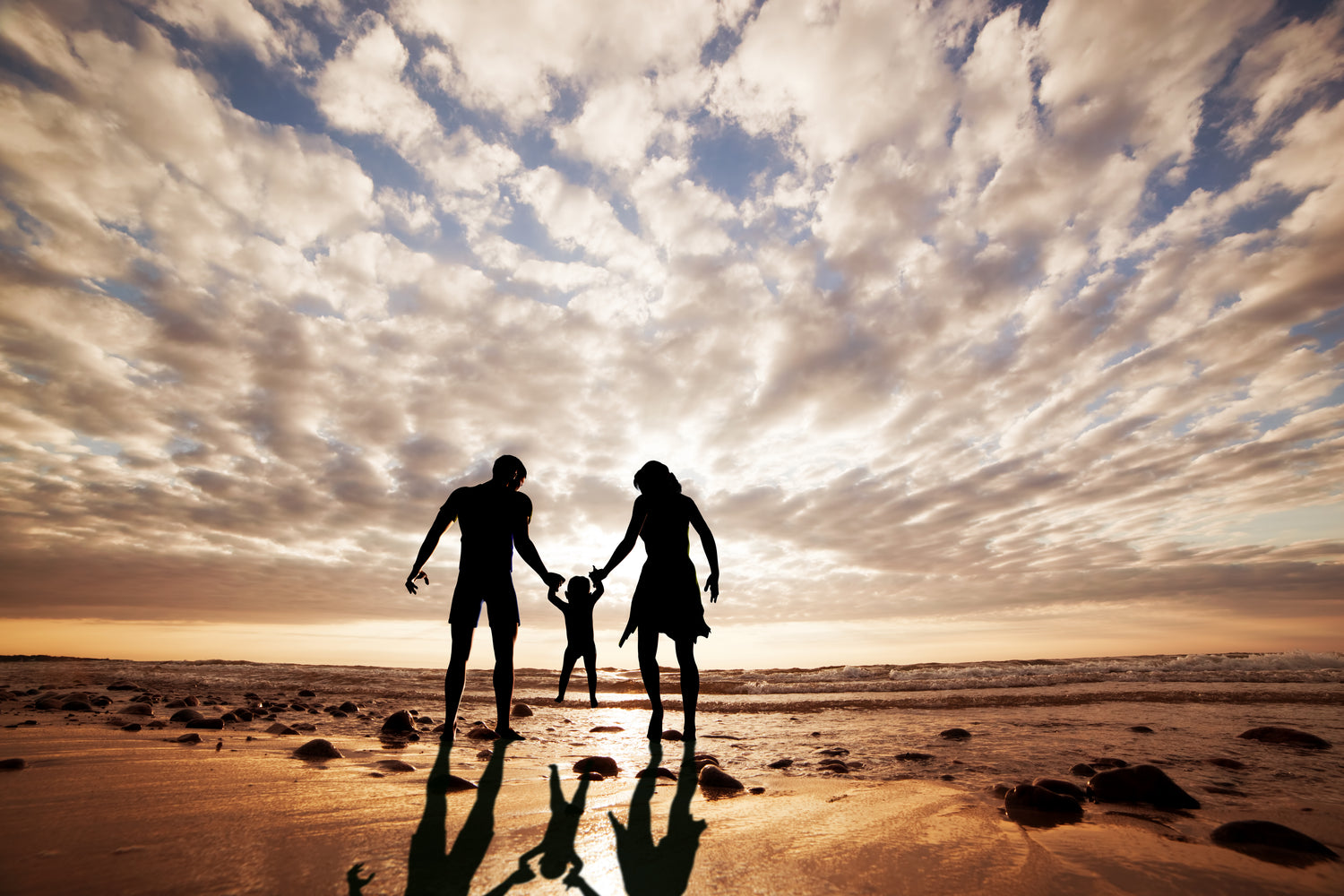healthy family on a beach