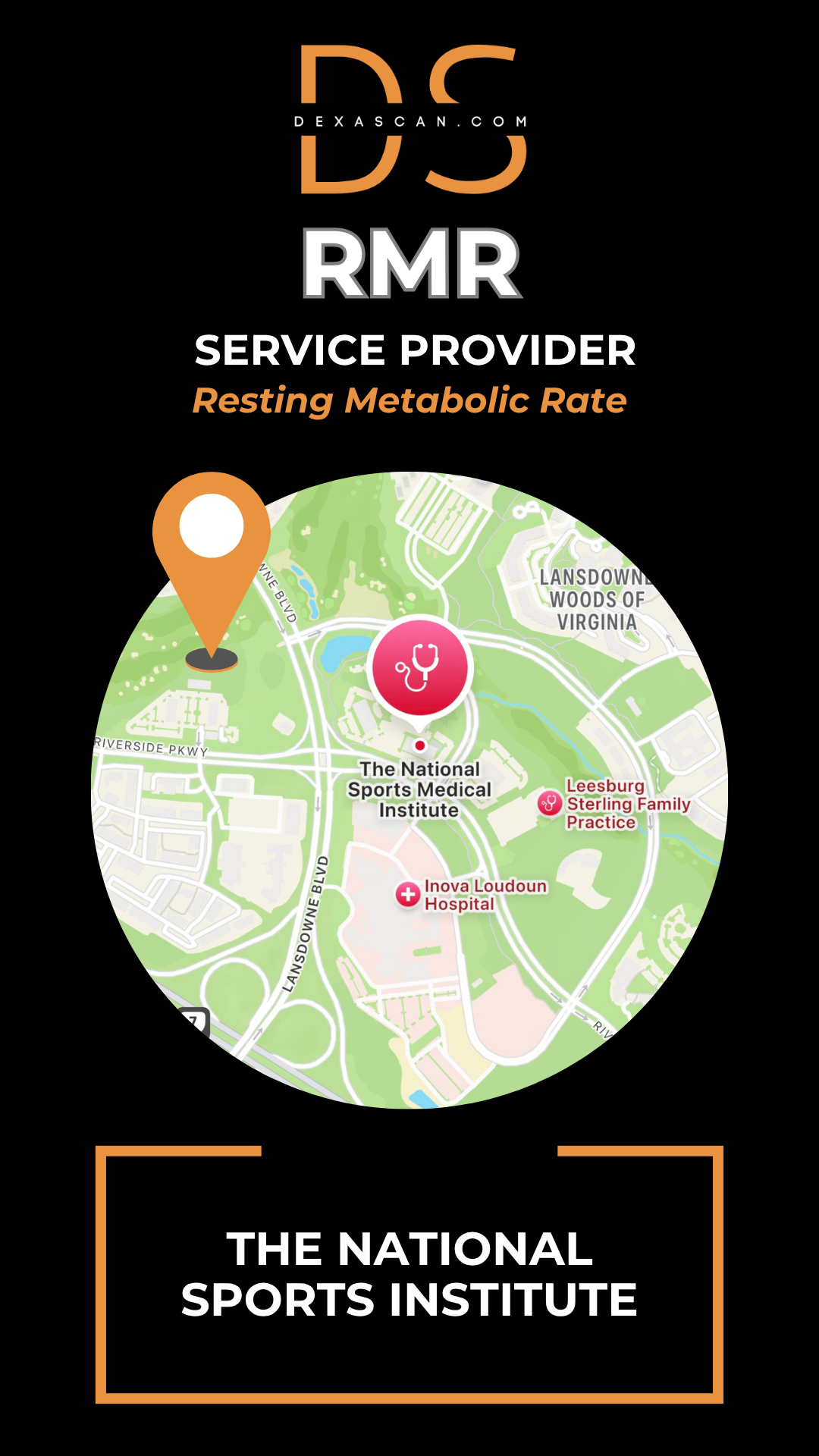 dexascan.com resting metabolic rate service provider The National Sports Institute with location map and pin
