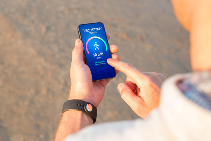 10,000 steps shown on a smart phone for daily activity