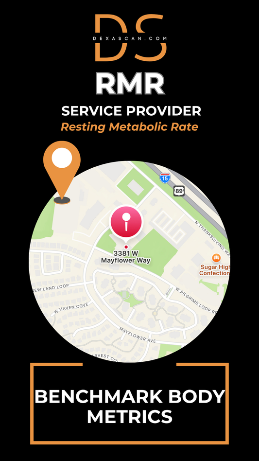dexascan.com resting metabolic rate service provider Benchmark Body Metrics with location map and pin