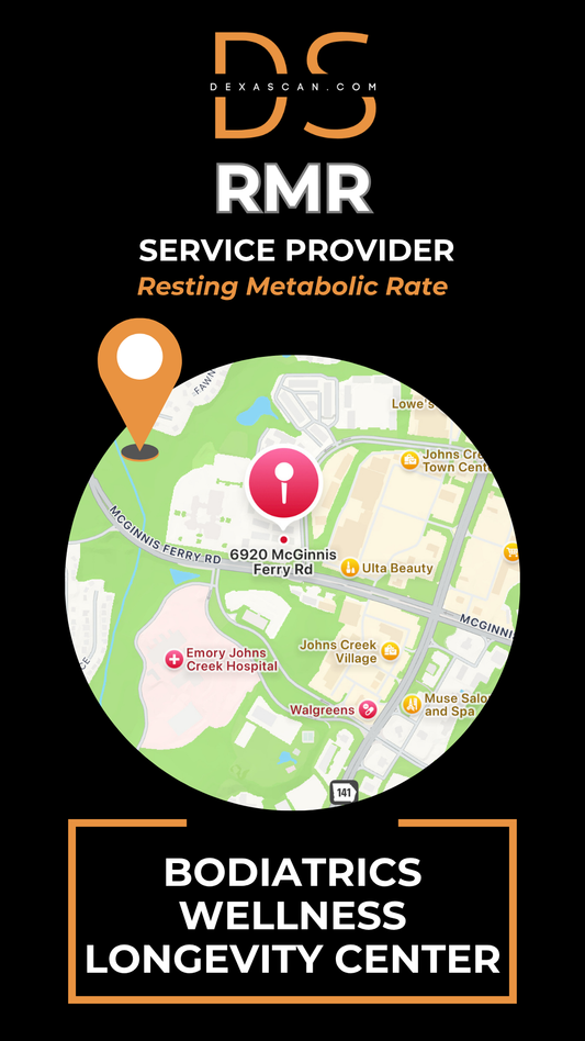dexascan.com resting metabolic rate service provider Bodiatrics Wellness Longevity Center with location map and pin