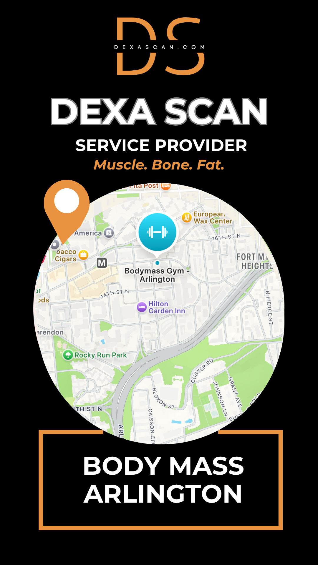 dexascan.com DEXA Scan service provider Body Mass Arlington with location map and pin