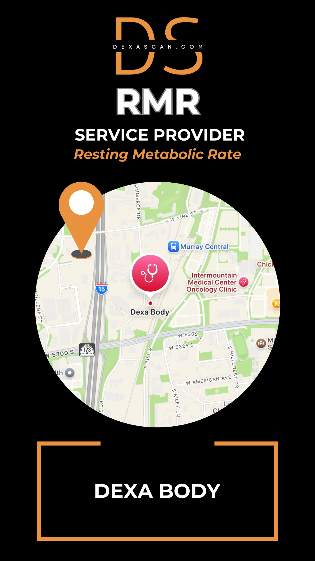 dexascan.com resting metabolic rate service provider DEXA Body with location map and pin