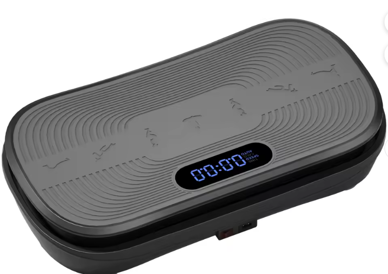 Gray vibration plate with digital display on a white background