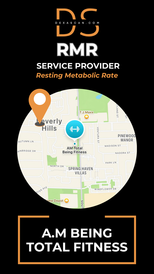 dexascan.com resting metabolic rate service provider AM Being Total Fitness with location map and pin