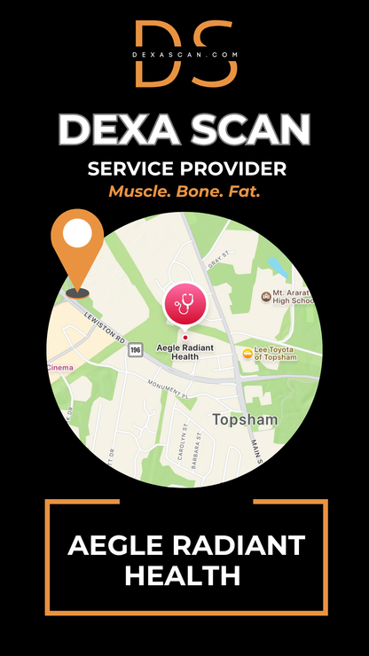 dexascan.com DEXA Scan service provider Aegle Radiant Health with location map and pin