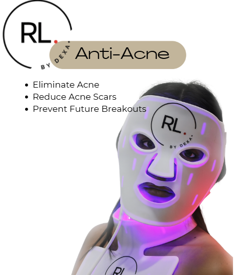 LED face mask with RL by Dexa branding on a white background