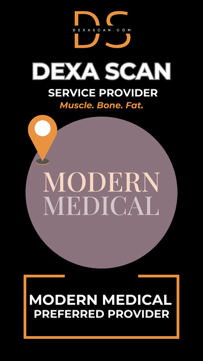 dexascan.com DEXA Scan service provider Modern Medical with location map and pin