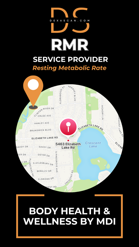 dexascan.com resting metabolic rate service provider Body Health & Wellness by MDI with location map and pin