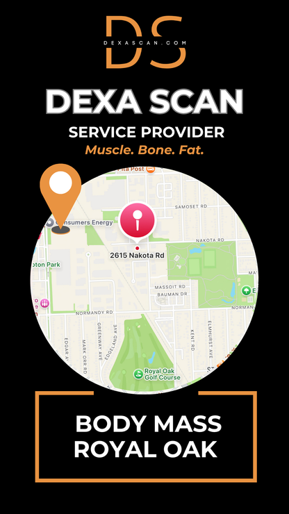 dexascan.com DEXA Scan service provider Body Mass Royal Oak with location map and pin