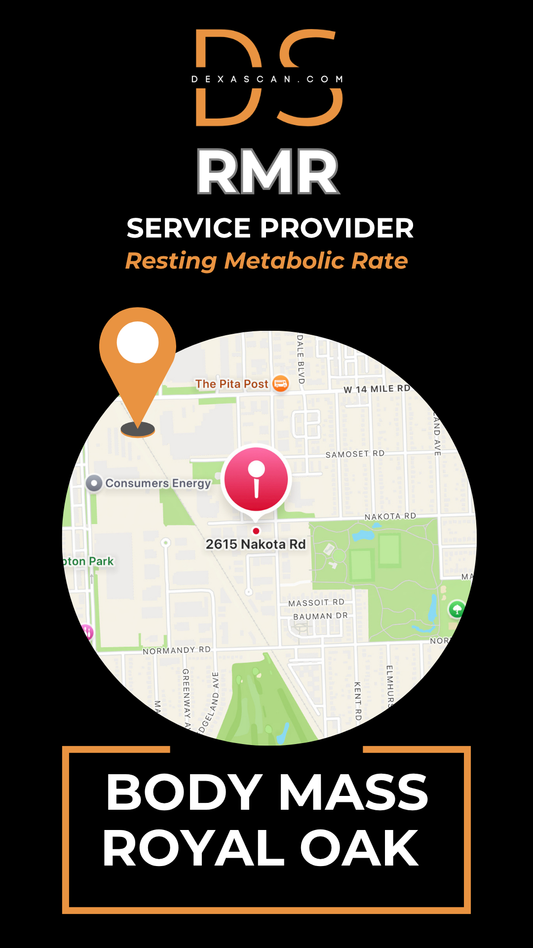 dexascan.com resting metabolic rate service provider Body Mass Royal Oak with location map and pin