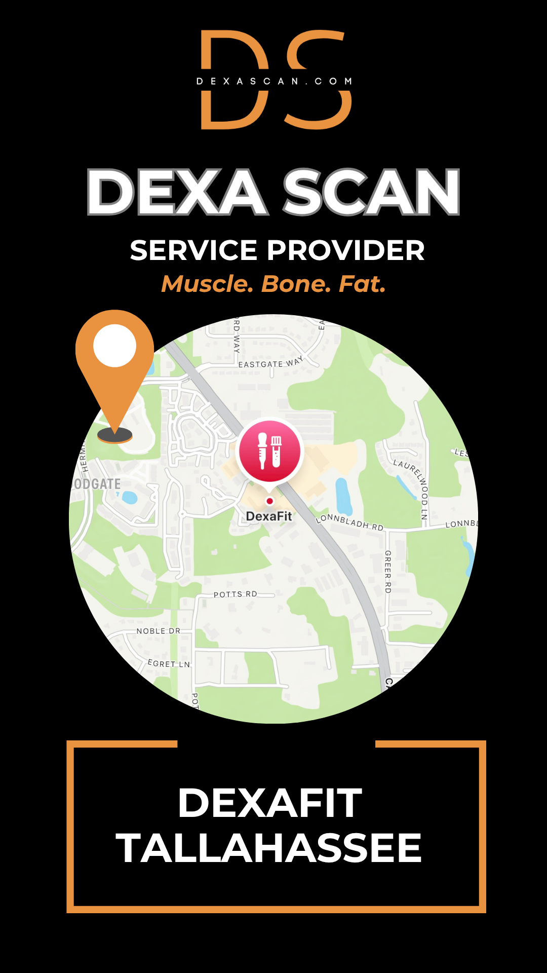 dexascan.com DEXA Scan service provider DEXAFIT Tallahassee with location map and pin
