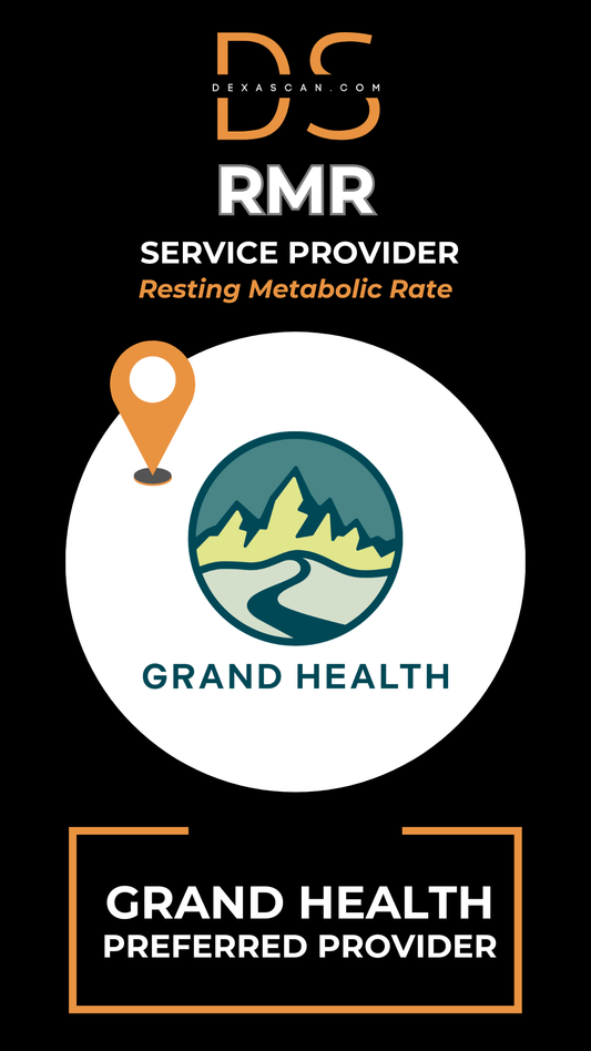 Grand Health logo with RMR service provider branding on a black background