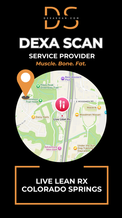 dexascan.com DEXA Scan service provider Live Lean RX Colorado Springs with location map and pin