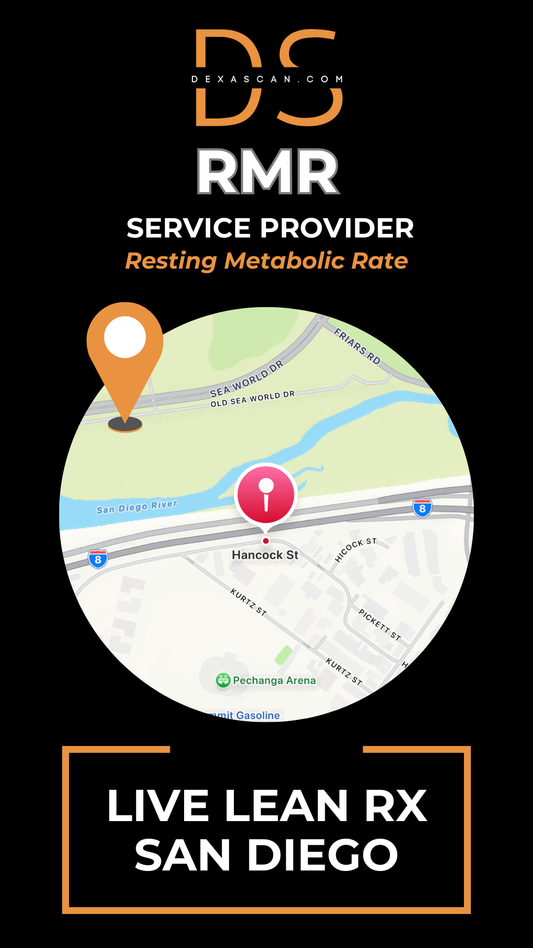 Map with location markers and text about RMR service provider in San Diego on a black background.
