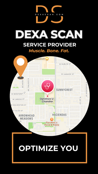 dexascan.com DEXA Scan service provider Optimize You with location map and pin