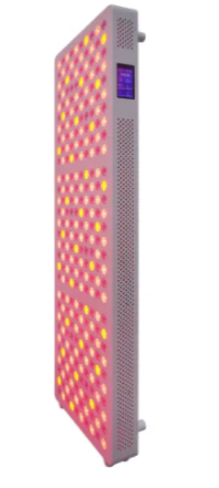 Tall rectangular device with LED lights on a white background