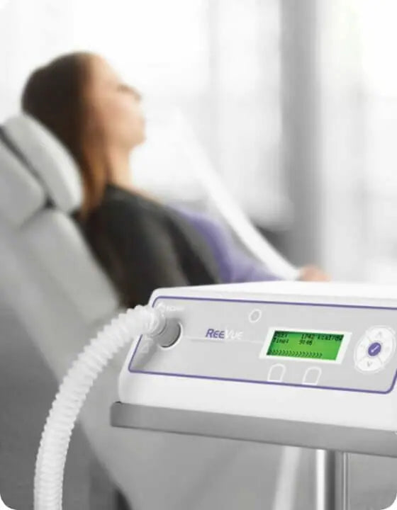 Woman in background doing health scan