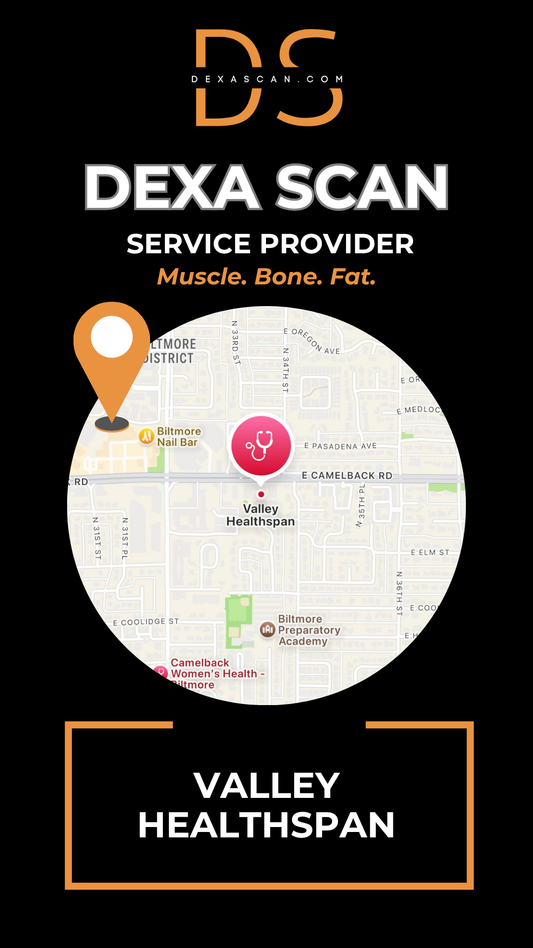 dexascan.com DEXA Scan service provider Valley Healthspan with location map and pin
